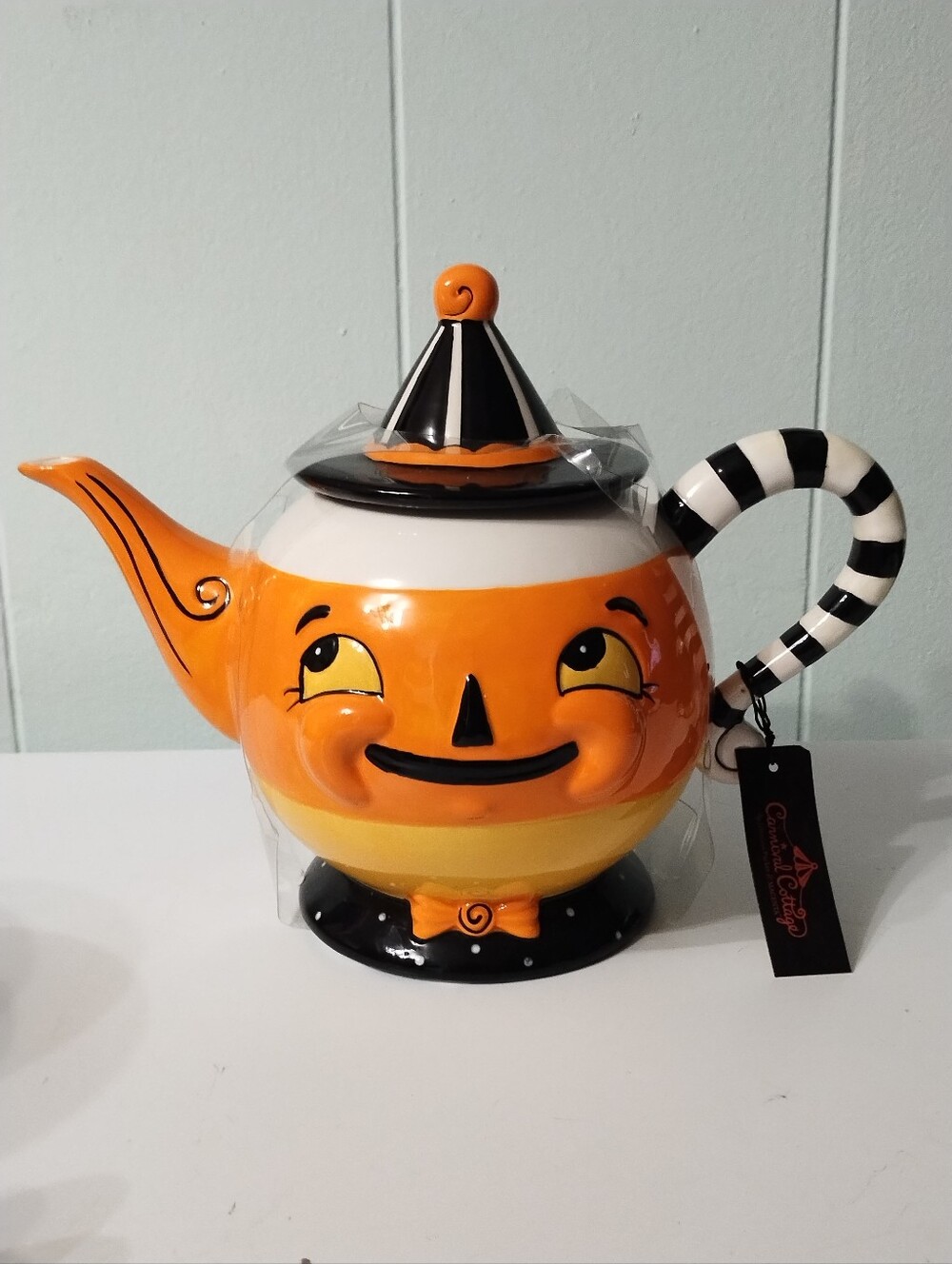 NWT Johanna Parker Carnival Cottage Orange Pumpkin Teapot